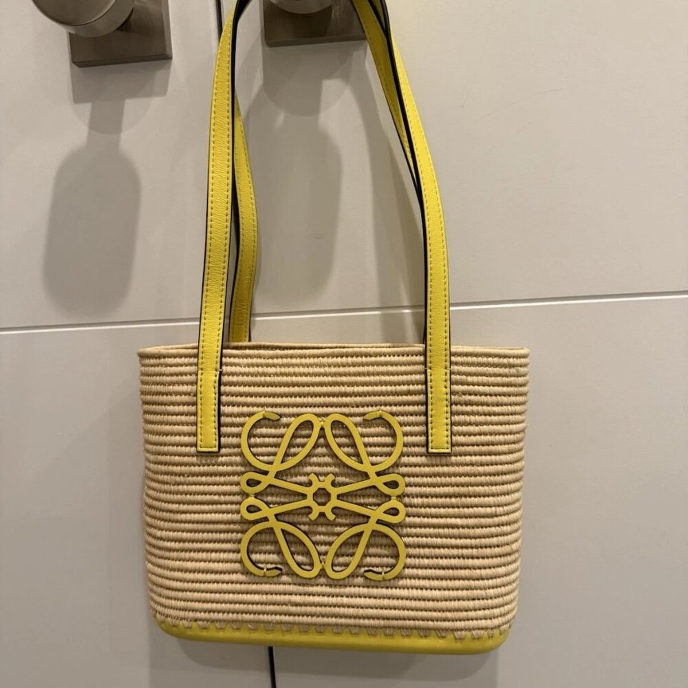 Loewe Anagram Mini Square Raffia Basket Bag